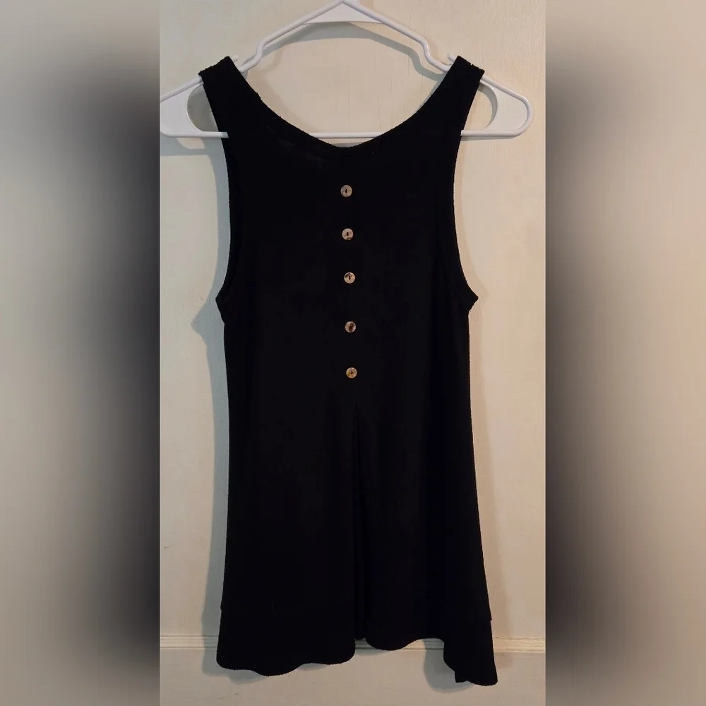 Coin 1804 | Women’s Sleeveless Button Back Knit Tank Top | Size: S | Black - Picture 4 of 12
